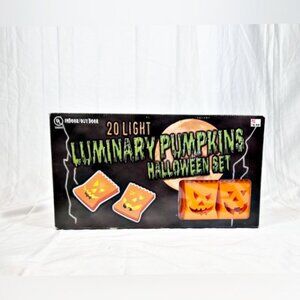 Vintage Kmart 20 Light Blow Mold Luminary Pumpkins Halloween Set Lights